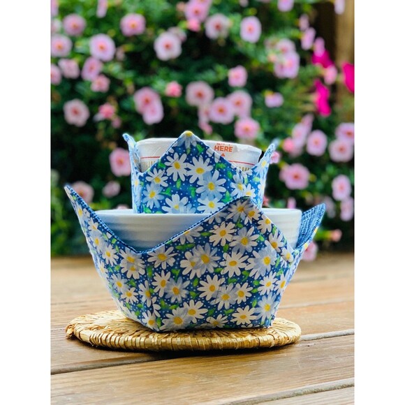 Microwave Bowl Cozy, Soup Bowl, Dinner & Pint Size, Reversible Gift Set of 3 - Picture 1 of 10